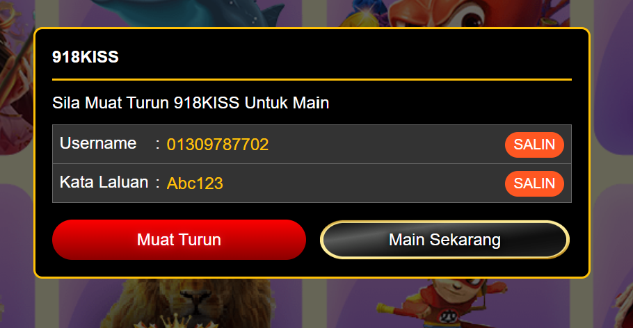 Kiss918 test id password screenshot